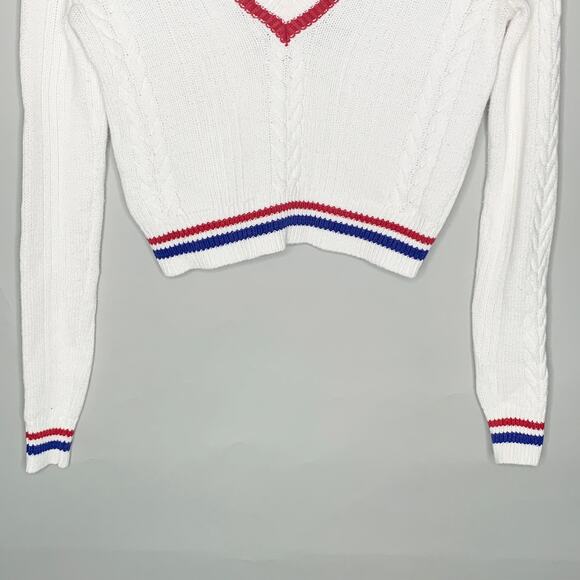 K Swiss x Forever 21 S Collaboration Cable Knit Tennis V Neck Sweater 90s - Picture 6 of 8